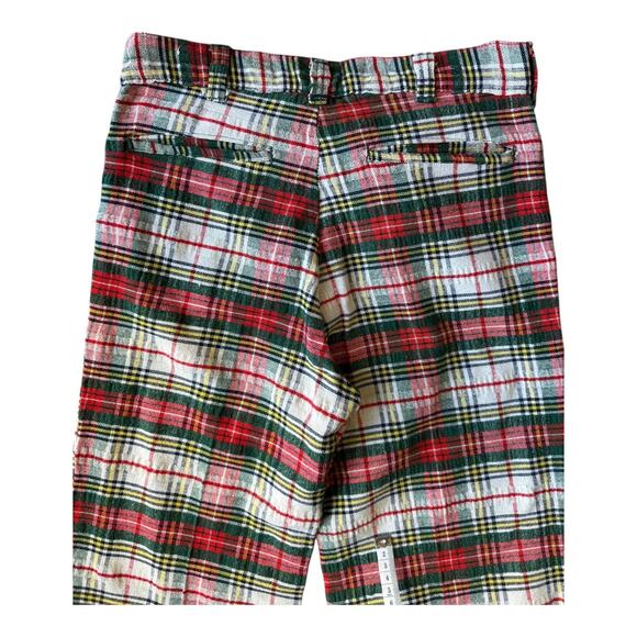 Vintage Handmade Red, Green Plaid high rise wide leg cuffed pants size medium - Picture 8 of 16